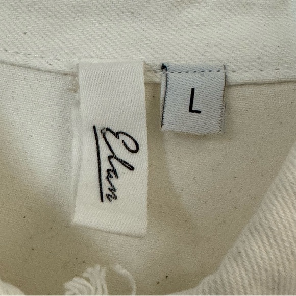 Elan Cream Frayed Edge Shirt Size Large EUC - Picture 2 of 3